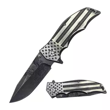 Silver patriotic folding knife